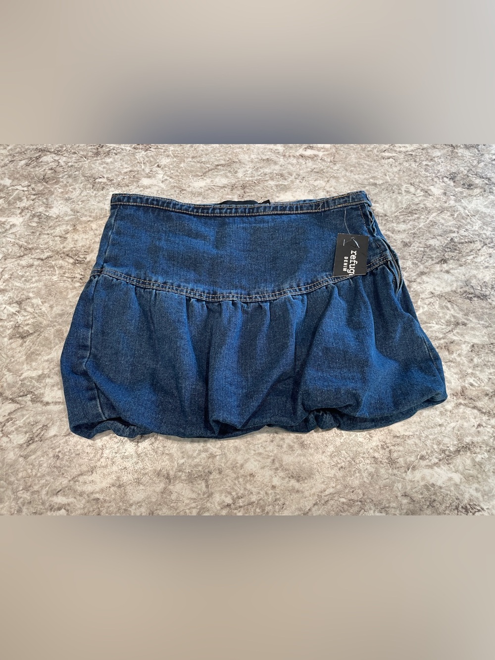 NWT Refuge Mini Bubble Jean Skirt Size Small Dark Denim